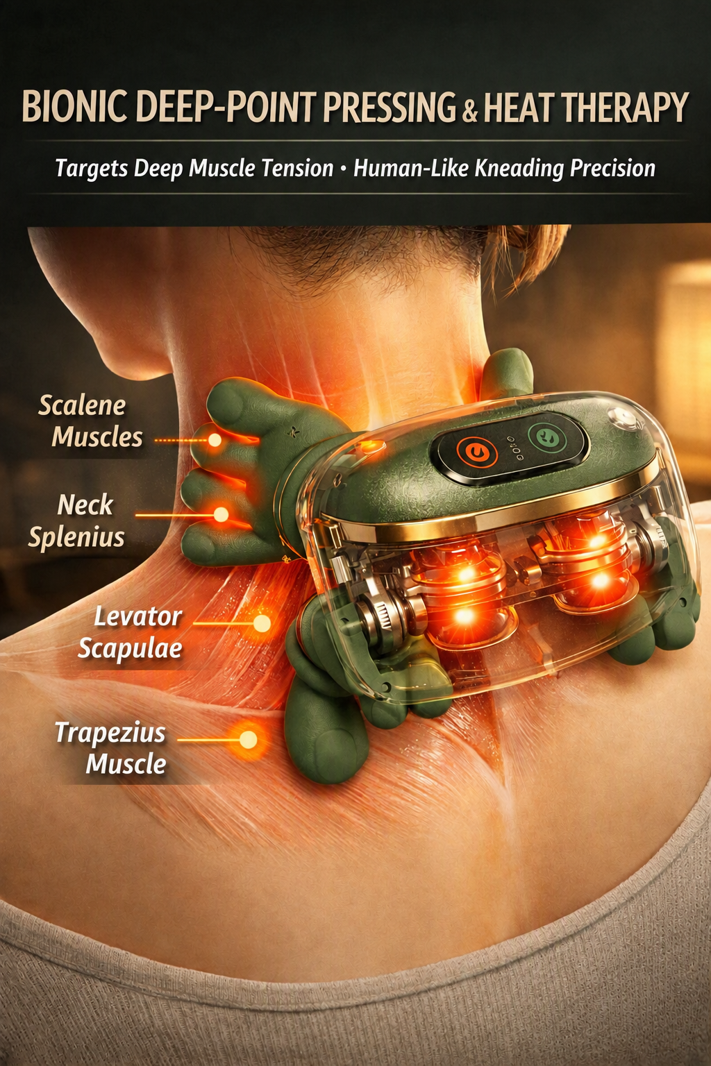 Neck & Shoulder Massager – Rechargeable Kneading with Heat Therapy